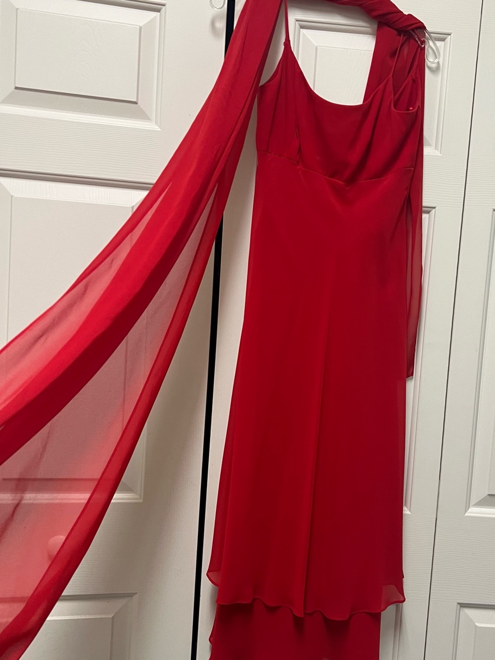 Lillie Rubin Red Chiffon Gown with Sheer Sash